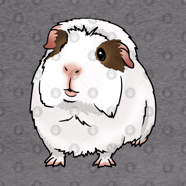 White, Brown Eye Patches Crested Guinea Pig by Kats_guineapigs